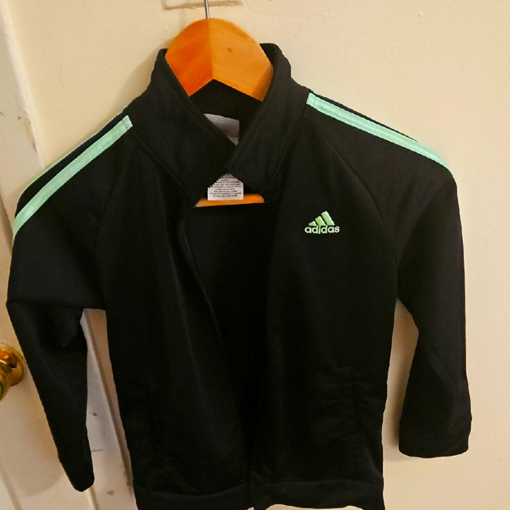 Adidas Black Track Jacket with Mint Accents